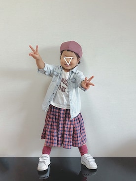 「スタンスミス」｜𓅿yzk𓅿さん（キッズ・80cm）の秋コーディネート