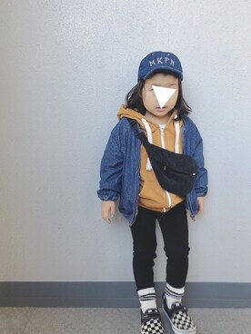 「やっぱりストリートが好き」｜「アイテム（デニムジャケット）」を使った、𓅿yzk𓅿さん（キッズ・90cm）の秋コーディネート