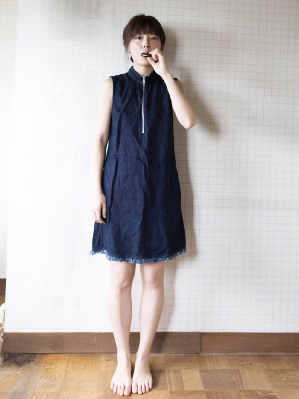 「オレオ、ワンピース、デニム、girl、GAP」｜「ナビスコ:オレオのアイテム（オーラルケア/歯磨きグッズ、ブラック系）」を使った、☆さん（レディース・163cm）の夏コーディネートの1枚目の写真