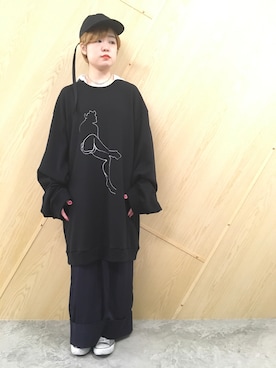 「doublet（ダブレット）のアイテム（帽子）」を使った、MIDWEST FUJIIさん（レディース・160cm）の春コーディネート