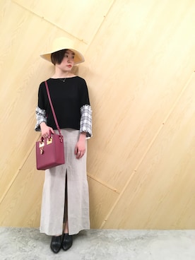 「mame（マメ）のアイテム（スカート）」を使った、MIDWEST FUJIIさん（レディース・160cm）の夏コーディネート