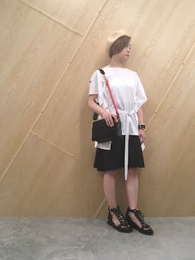 「アイテム（ハンチング/ベレー帽、ベージュ系）」を使った、MIDWEST FUJIIさん（レディース・160cm）の夏コーディネート
