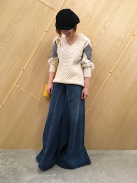 「アイテム（キャスケット）」を使った、MIDWEST FUJIIさん（レディース・160cm）の秋コーディネート