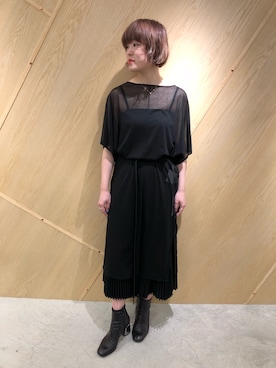 「mame（マメ）のアイテム（ワンピース）」を使った、MIDWEST FUJIIさん（レディース・160cm）の春コーディネート