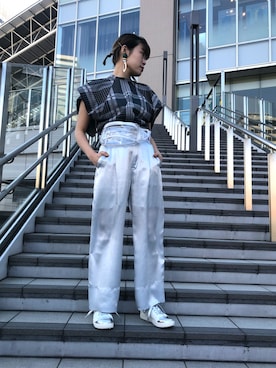 「PONTI（ポンティ）のアイテム」を使った、MIDWEST FUJIIさん（レディース・160cm）の春コーディネート