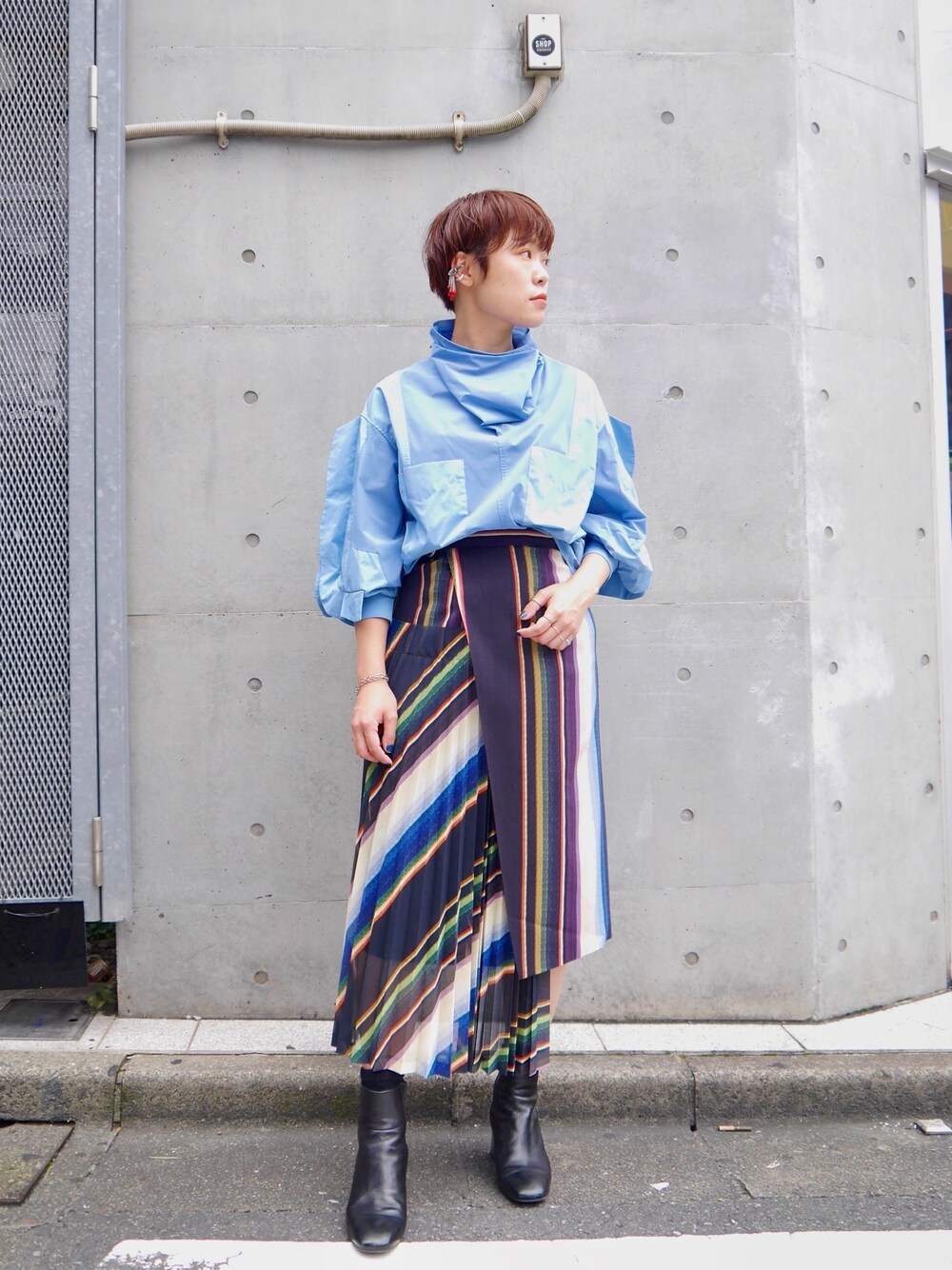 TOGA PULLA ストライプ プリーツ　36 セール】【TOGA PULLA/トーガプルラ】キュプラストライプドレス