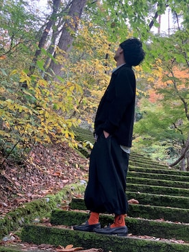 「Yohji Yamamoto（ヨウジヤマモト）のアイテム（スラックス）」を使った、しょーさん（メンズ・171cm）の秋コーディネート