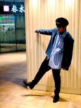 「無（ム）のアイテム（ハンチング/ベレー帽）」を使った、MOKKYさん（メンズ・171cm）の春コーディネート