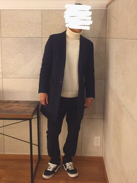 「417 EDIFICE（フォーワンセブンエディフィス）のアイテム（チェスターコート）」を使った、りょうさん（メンズ・178cm）の冬コーディネート