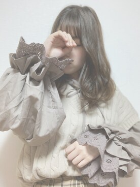 「apres jour（アプレジュール）のアイテム（シャツ/ブラウス、ベージュ系）」を使った、さっちゃんさん（レディース）の秋コーディネート