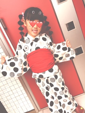 「apres les cours（アプレレクール）のアイテム（浴衣）」を使った、mickeyさん（キッズ・110cm）の夏コーディネート
