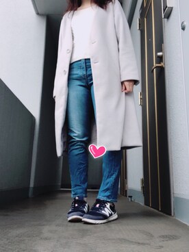 「Honeys（ハニーズ）のアイテム（ノーカラージャケット）」を使った、まさみさん（レディース・158cm）の春コーディネート
