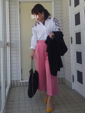 「SESTO（セスト）の7cmヒール美脚ポインテッドトゥパンプス（パンプス）」を使った、suuuu.chanさん（レディース・158cm）の春コーディネート