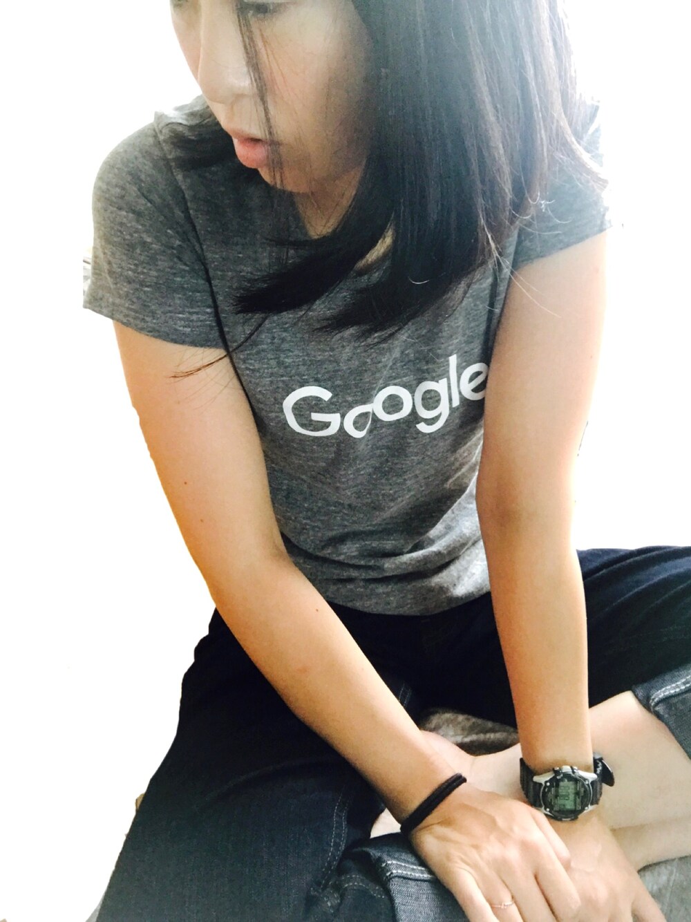 「オトナカジュアル、Dronejo、ちょっとそこまで」｜「googleのアイテム（Tシャツ/カットソー、グレー系）」を使った、ささももさん（レディース・163cm）の夏コーディネートの1枚目の写真