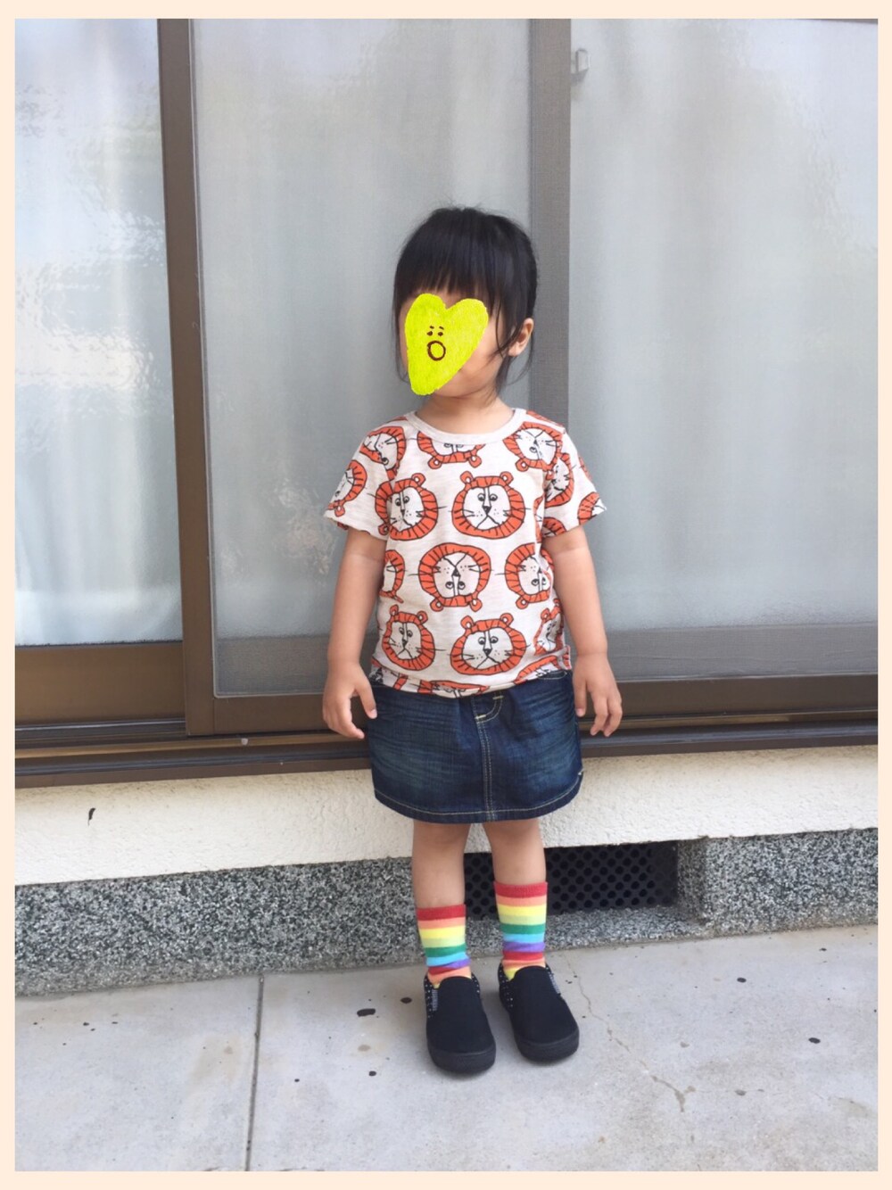 「キッズコーデ」｜「西松屋のアイテム（Tシャツ/カットソー、その他）」を使った、satohiさん（キッズ・90cm）の春コーディネートの1枚目の写真
