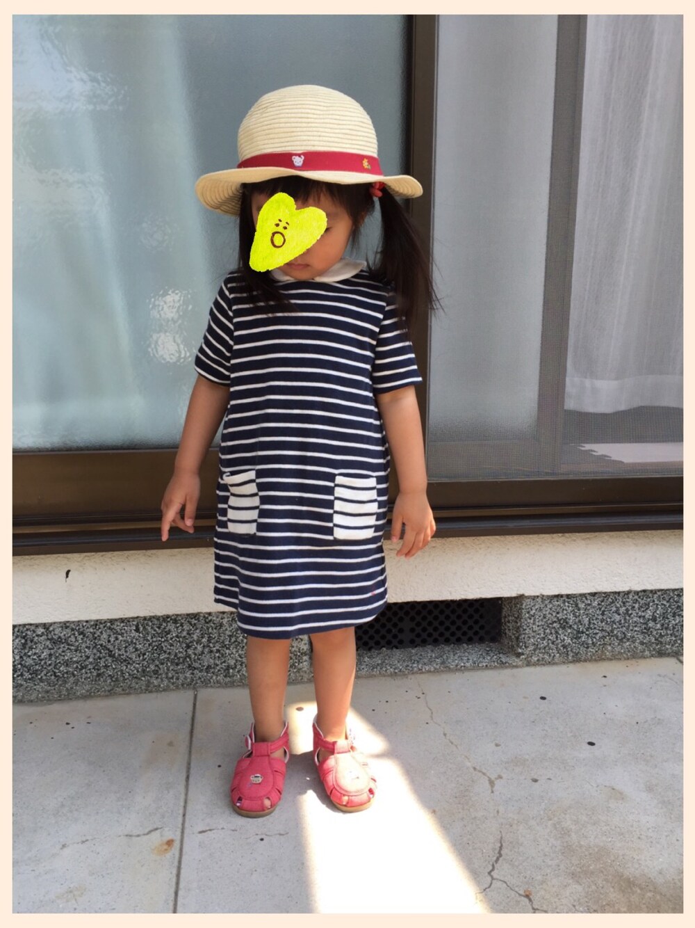 「キッズコーデ」｜「PETIT BATEAUのアイテム（ワンピース、ブルー系）」を使った、satohiさん（キッズ・90cm）の春コーディネートの1枚目の写真