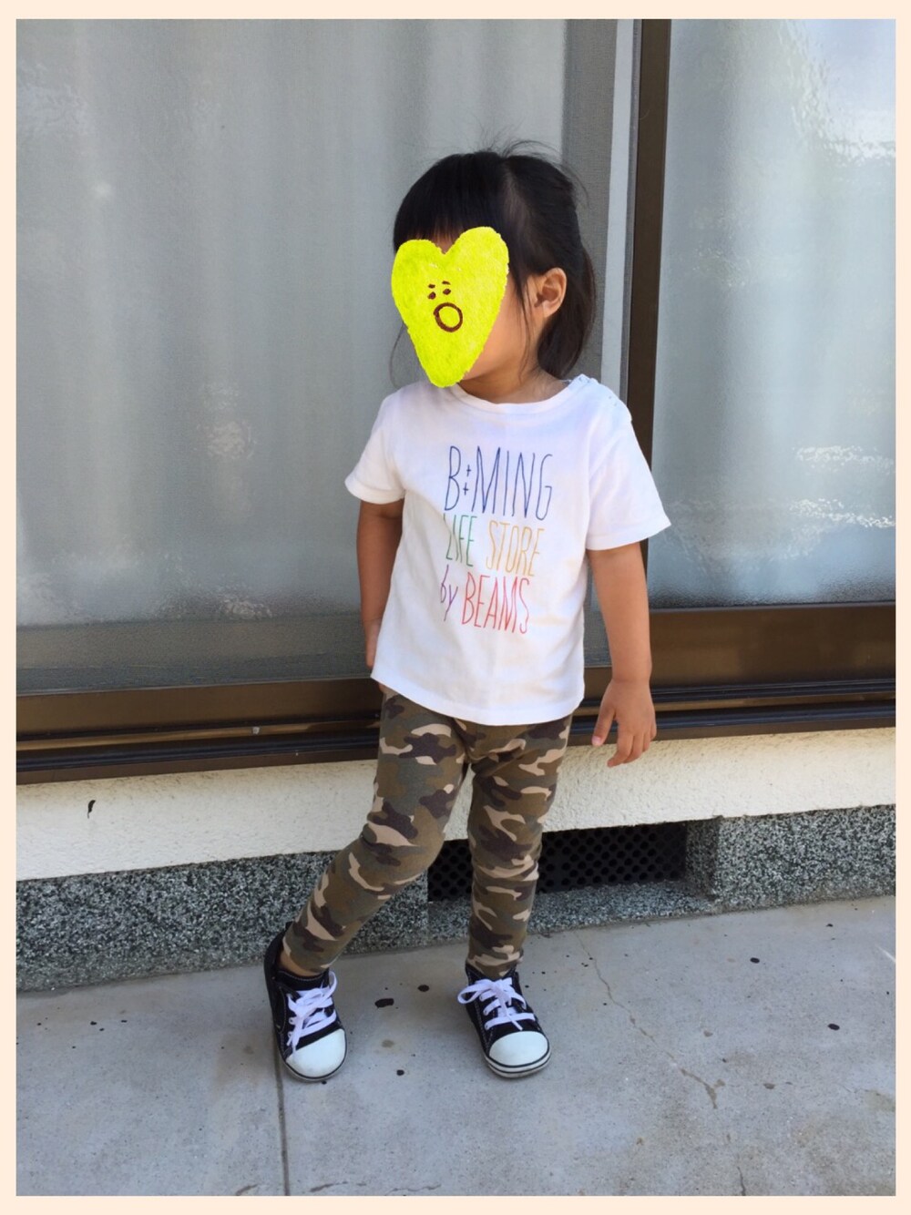 「キッズコーデ」｜「B:MING by BEAMSのアイテム（Tシャツ/カットソー、ホワイト系）」を使った、satohiさん（キッズ・90cm）の夏コーディネートの1枚目の写真