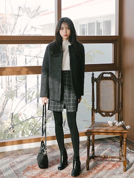 「 カジュアル」｜「アイテム（その他アウター）」を使った、2perさん（レディース・163cm）の冬コーディネート