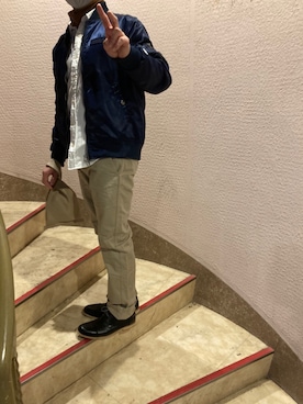 「NANO universe（ナノユニバース）のアイテム（MA-1）」を使った、TomoKiMaさん（メンズ・166cm）の冬コーディネート
