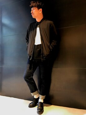 「DIESEL（ディーゼル）のアイテム（ノーカラージャケット）」を使った、takuさん（メンズ・177cm）の春コーディネート