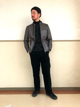 「Lee（リー）のアイテム（その他パンツ）」を使った、S-GOさん（メンズ・183cm）の冬コーディネート