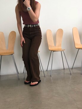 「ビーサン」｜「アイテム（腕時計）」を使った、scoさん（レディース・153cm）の夏コーディネート