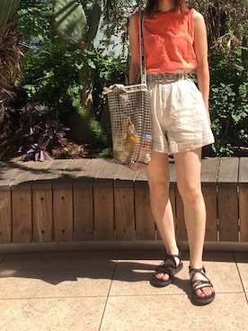 「アイテム（ベルト）」を使った、scoさん（レディース・153cm）の夏コーディネート