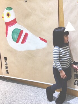 「PETIT BATEAU（プチバトー）のアイテム（スカート）」を使った、saayuu♪さん（キッズ・90cm）の冬コーディネート