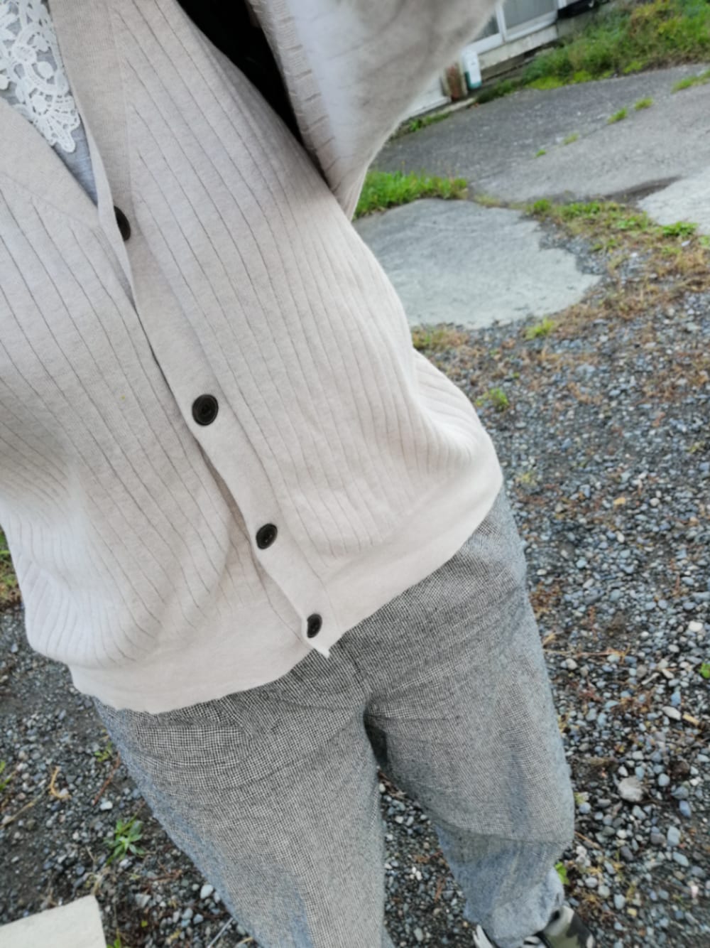 「Samansa Mos2、GU、シンプル」｜「Samansa Mos2のリネン混タックストレートパンツ（その他パンツ、ブラック系）」を使った、☆sachi0401☆さん（レディース・157cm）の秋コーディネートの1枚目の写真