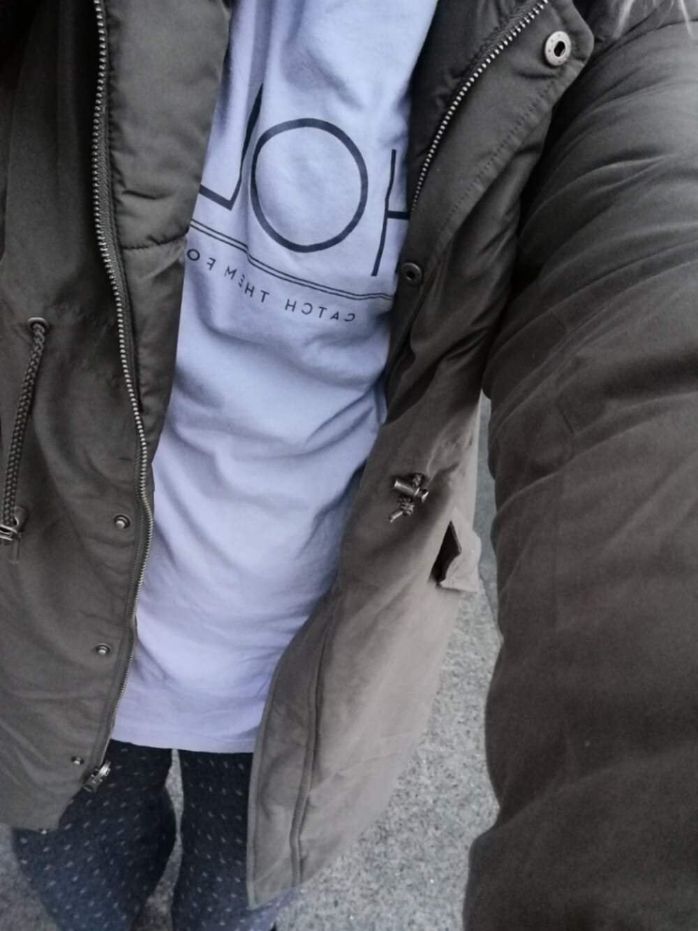 「Samansa Mos2、シンプルコーデ、今日のコーデ、お洒落さんとつながりたい、w closet」｜「w closetのロゴ入りチュニックロンTee_（Tシャツ/カットソー、パープル系）」を使った、☆sachi0401☆さん（レディース・157cm）の冬コーディネートの1枚目の写真
