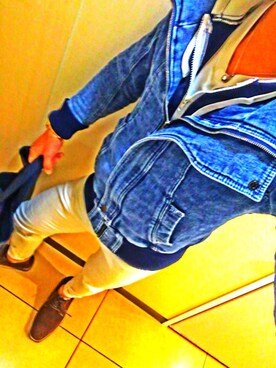 「no brand（ノーブランド）のアイテム（ジャケット/アウター、ブルー系）」を使った、❶さん（メンズ・175cm）の冬コーディネート