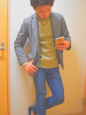 「no brand（ノーブランド）のアイテム（ジャケット/アウター、グレー系）」を使った、❶さん（メンズ・175cm）の冬コーディネート