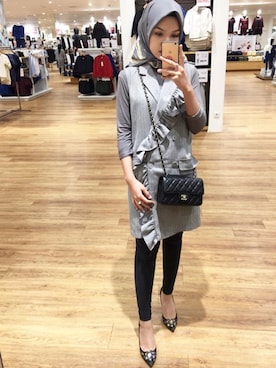 「アイテム（ドレス、グレー系）」を使った、syaさん（レディース・158cm）の春コーディネート