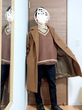 「niko and...（ニコアンド）のアイテム（チェスターコート）」を使った、よーすけ　　さん（メンズ・162cm）の冬コーディネート