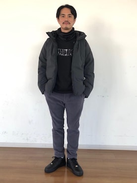 「THE NORTH FACE（ザノースフェイス）のアイテム（ネックウォーマー/スヌード）」を使った、H・SAKAIさん（メンズ・171cm）の冬コーディネート