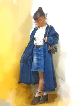 「Samansa Mos2 blue（サマンサモスモスブルー）のアイテム（ブーティ）」を使った、朝(インスタ変えたよ)さん（レディース・152cm）の秋コーディネート