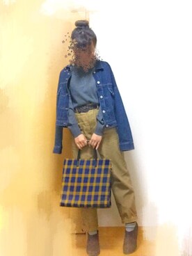 「Samansa Mos2 blue（サマンサモスモスブルー）のアイテム（ブーティ）」を使った、朝(インスタ変えたよ)さん（レディース・152cm）の秋コーディネート