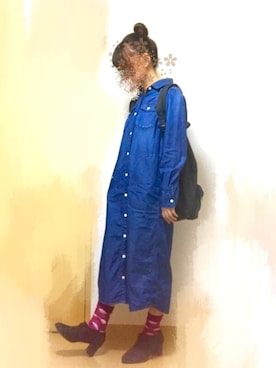 「Samansa Mos2 blue（サマンサモスモスブルー）のアイテム（ブーティ）」を使った、朝(インスタ変えたよ)さん（レディース・152cm）の冬コーディネート