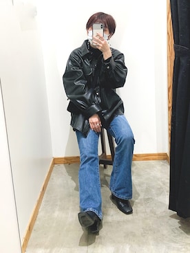 「WEGO（ウィゴー）のアイテム（ライダースジャケット）」を使った、たにさん（レディース・150cm）の冬コーディネート