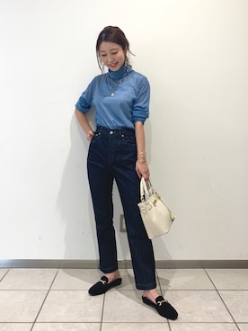 「BARNYARDSTORM（バンヤードストーム）のBARNYARDSTORM / シアーカットプルオーバー（Tシャツ/カットソー、ブルー系）」を使った、mymymy1103さん（レディース・159cm）の秋コーディネート