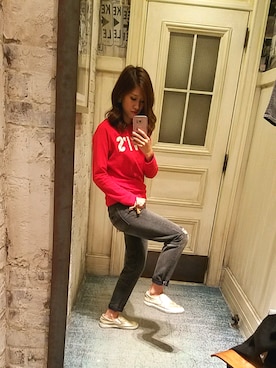 「おさんぽスタイル」｜「アイテム（スウェット）」を使った、Tashisalizeさん（レディース・162cm）の冬コーディネート