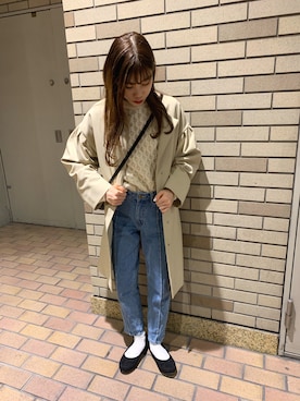 「GU（ジーユー）のアイテム（トレンチコート、ベージュ系）」を使った、あんりさん（レディース）の秋コーディネート