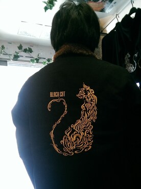 「猫」｜「アイテム（その他アウター）」を使った、愛知　BLACKCATヒロさん（メンズ・170cm）の冬コーディネート
