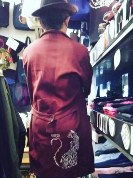 「ワインレッド」｜「アイテム（その他アウター）」を使った、愛知　BLACKCATヒロさん（メンズ・168cm）の秋コーディネート