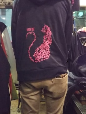 「猫」｜「アイテム（その他アウター）」を使った、愛知　BLACKCATヒロさん（メンズ・170cm）の冬コーディネート