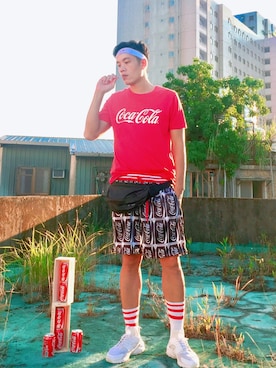 「NIKE（ナイキ）のアイテム（その他）」を使った、李馬さん（メンズ・187cm）の夏コーディネート