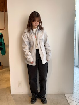 「X-girl（エックスガール）のWIDE TAPERED PANTS（その他パンツ）」を使った、高平舞菜さん（レディース・159cm）の冬コーディネート