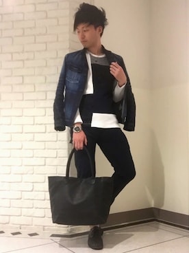 「Gジャン」｜「アイテム（ノーカラージャケット）」を使った、YUUKI.Fさん（メンズ・176cm）の春コーディネート