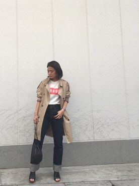 「TODAYFUL（トゥデイフル）のアイテム（トレンチコート）」を使った、IKUMIさん（レディース・153cm）の春コーディネート
