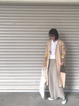 「TODAYFUL（トゥデイフル）のアイテム（チェスターコート）」を使った、IKUMIさん（レディース・153cm）の冬コーディネート